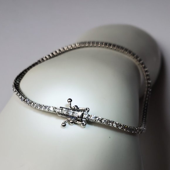 DIAMOND TENNIS BRACELET 14K WHITE GOLD - Picture 8 of 13